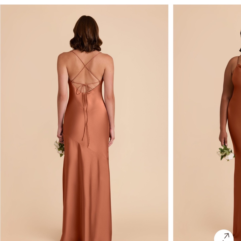 OLIVIA BIRDY XS GREY MATTE SATIN TERRACOTTA DRESS - Picture 2 of 4